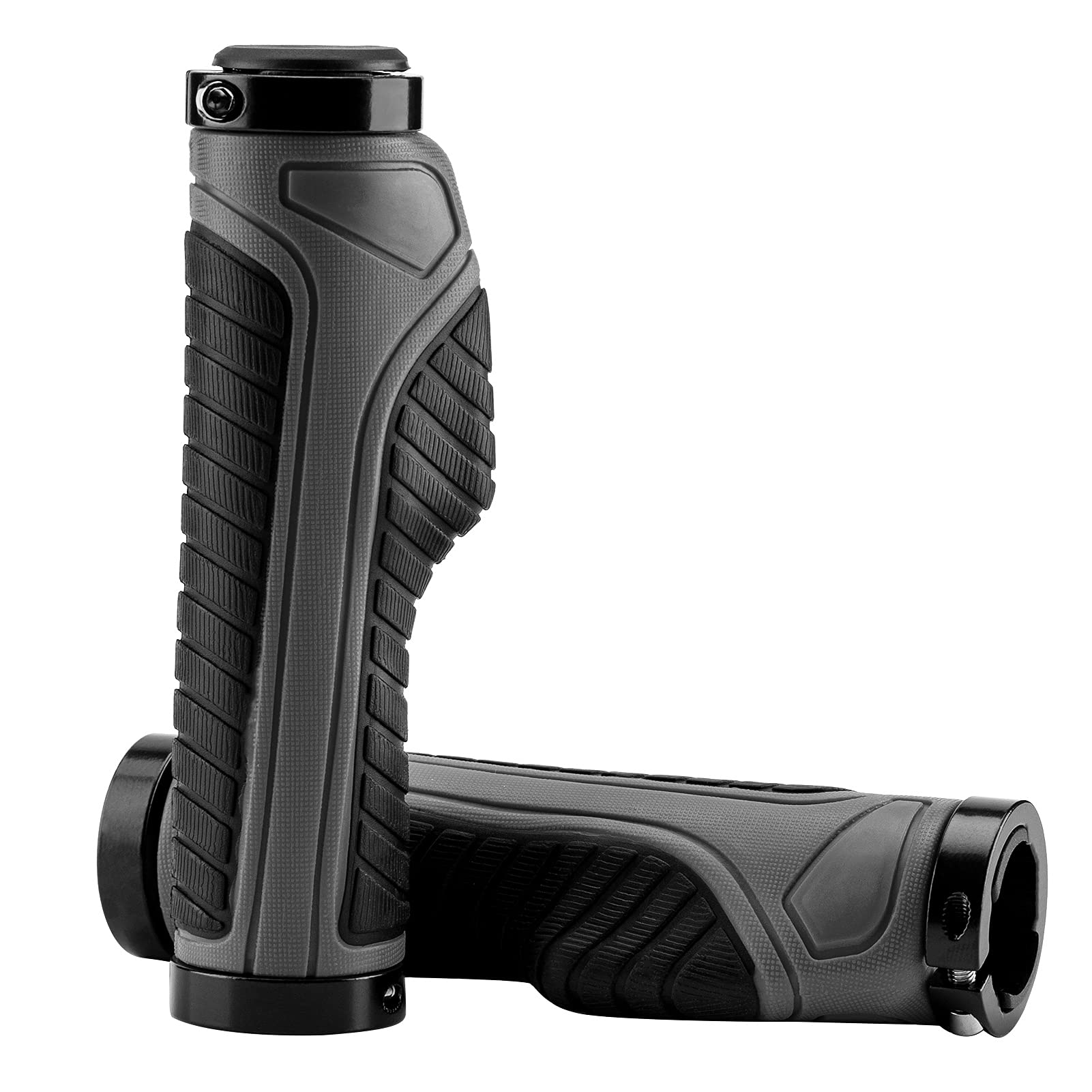 ROCKBROS bike handle grips with ergonomic design and lock-on clamps for MTB
#Color_Gray