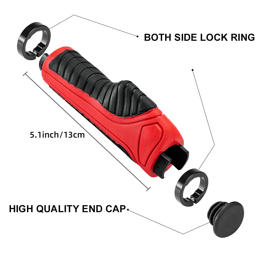 ROCKBROS bike handle grips with ergonomic design and lock-on clamps for MTB
#Color_Red