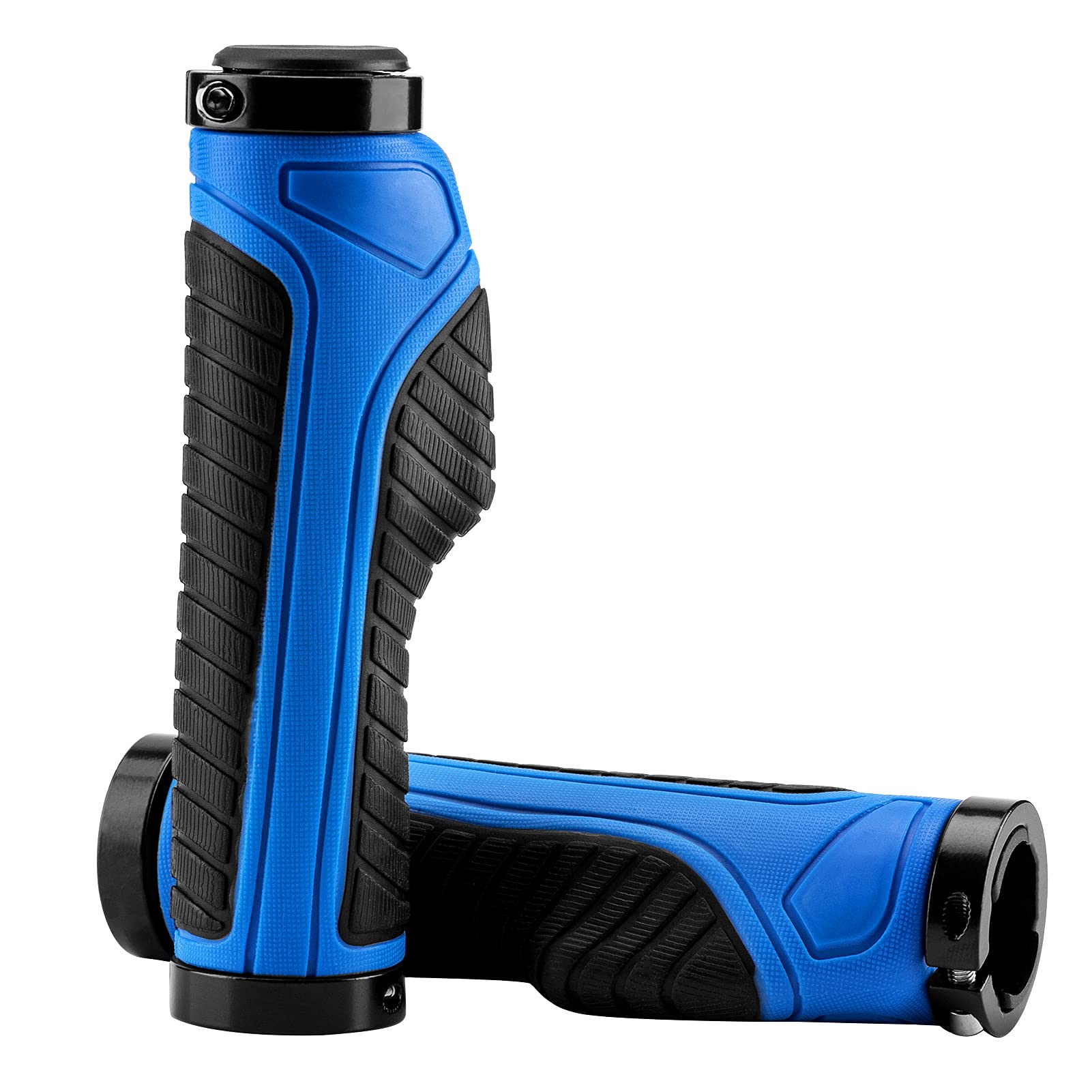 ROCKBROS bike handle grips with ergonomic design and lock-on clamps for MTB
#Color_Blue