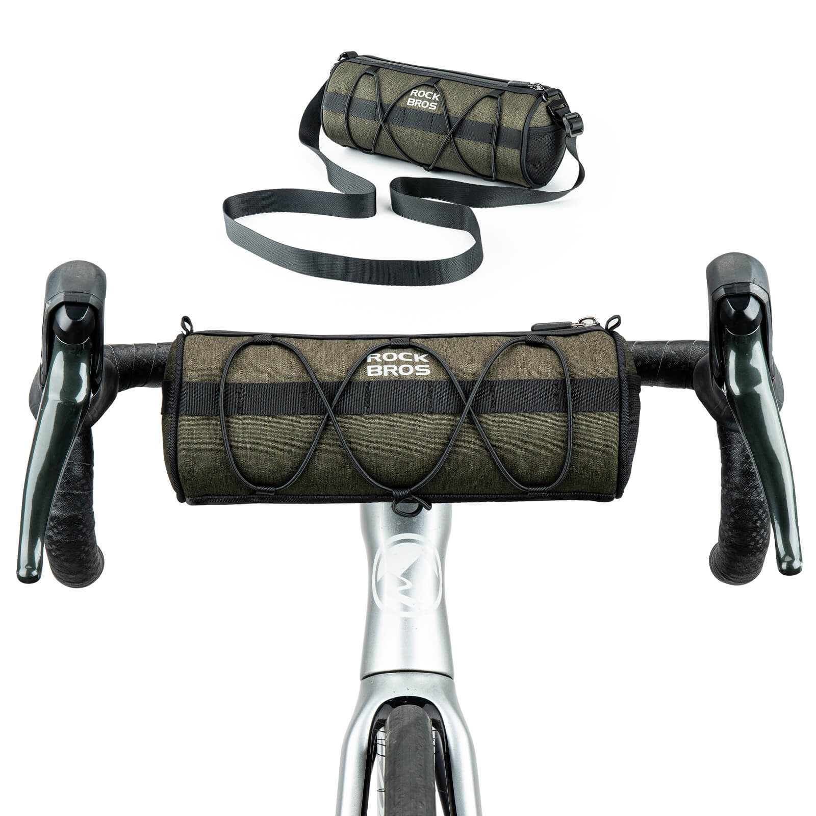 ROCKBROS bike handlebar bag showing compact 2L design for commuting, short trips, and gravel cycling.