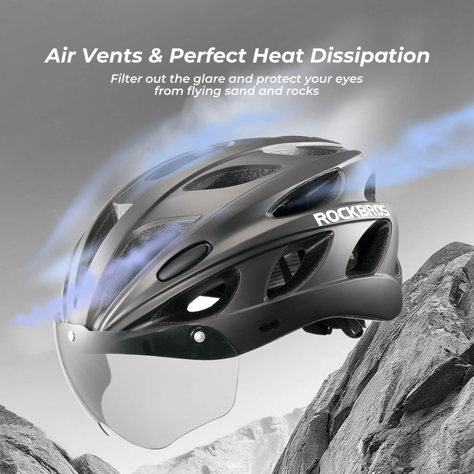 ROCKBROS bike helmet with adjustable sizes for men and women