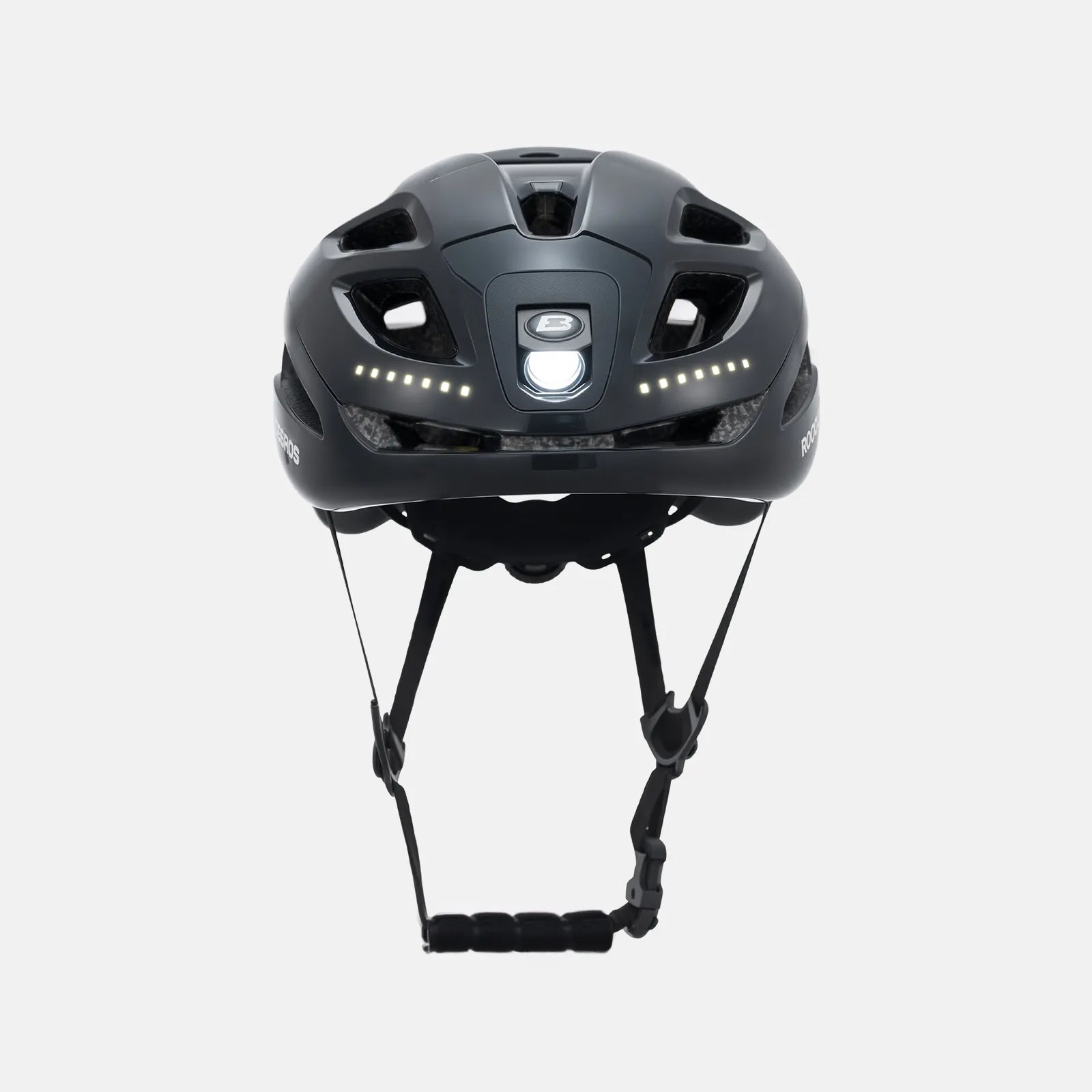 ROCKBROS bike helmet with LED front and rear lights for night cycling safety
#Color_Glossy Black
