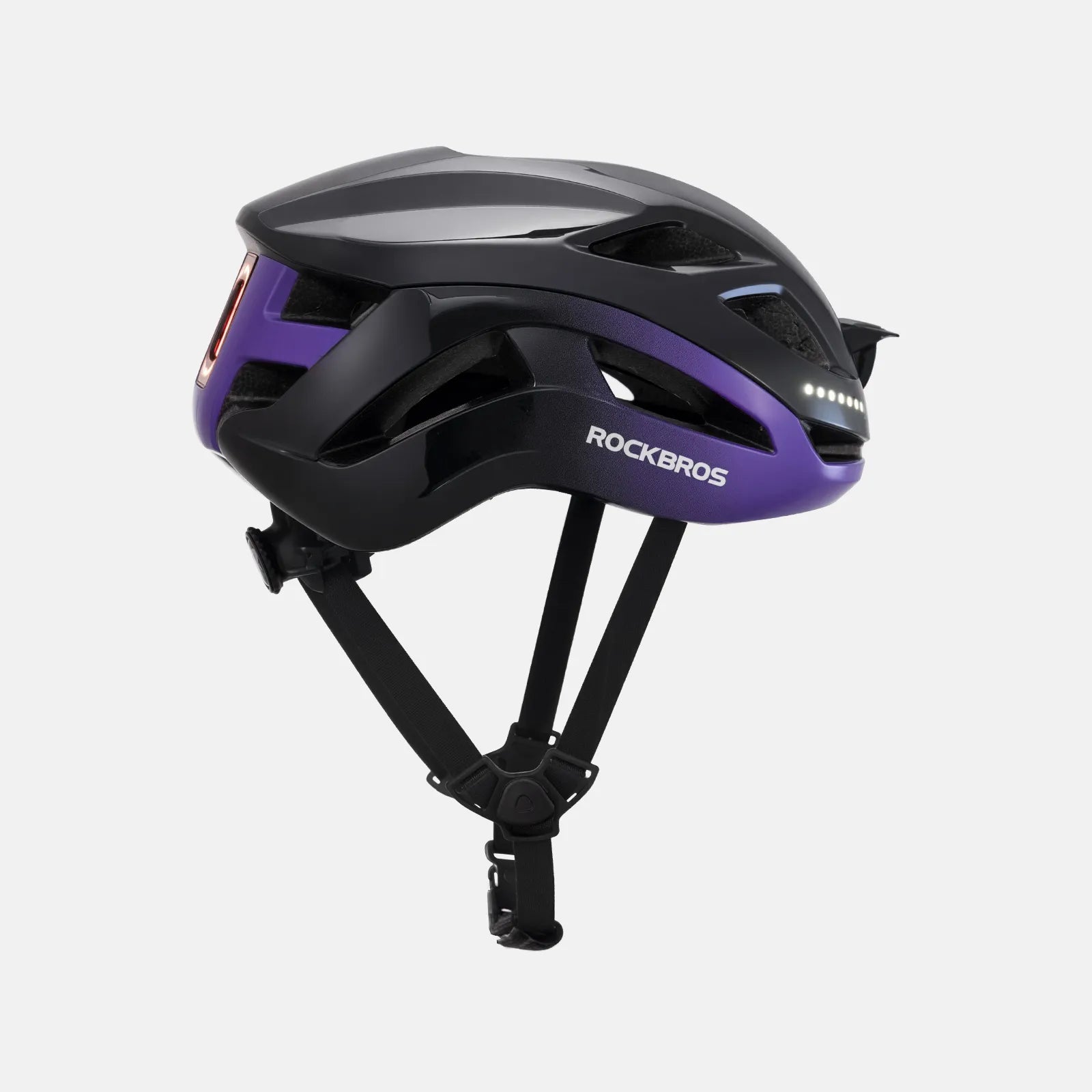 ROCKBROS bike helmet with LED front and rear lights for night cycling safety
#Color_Black Purple