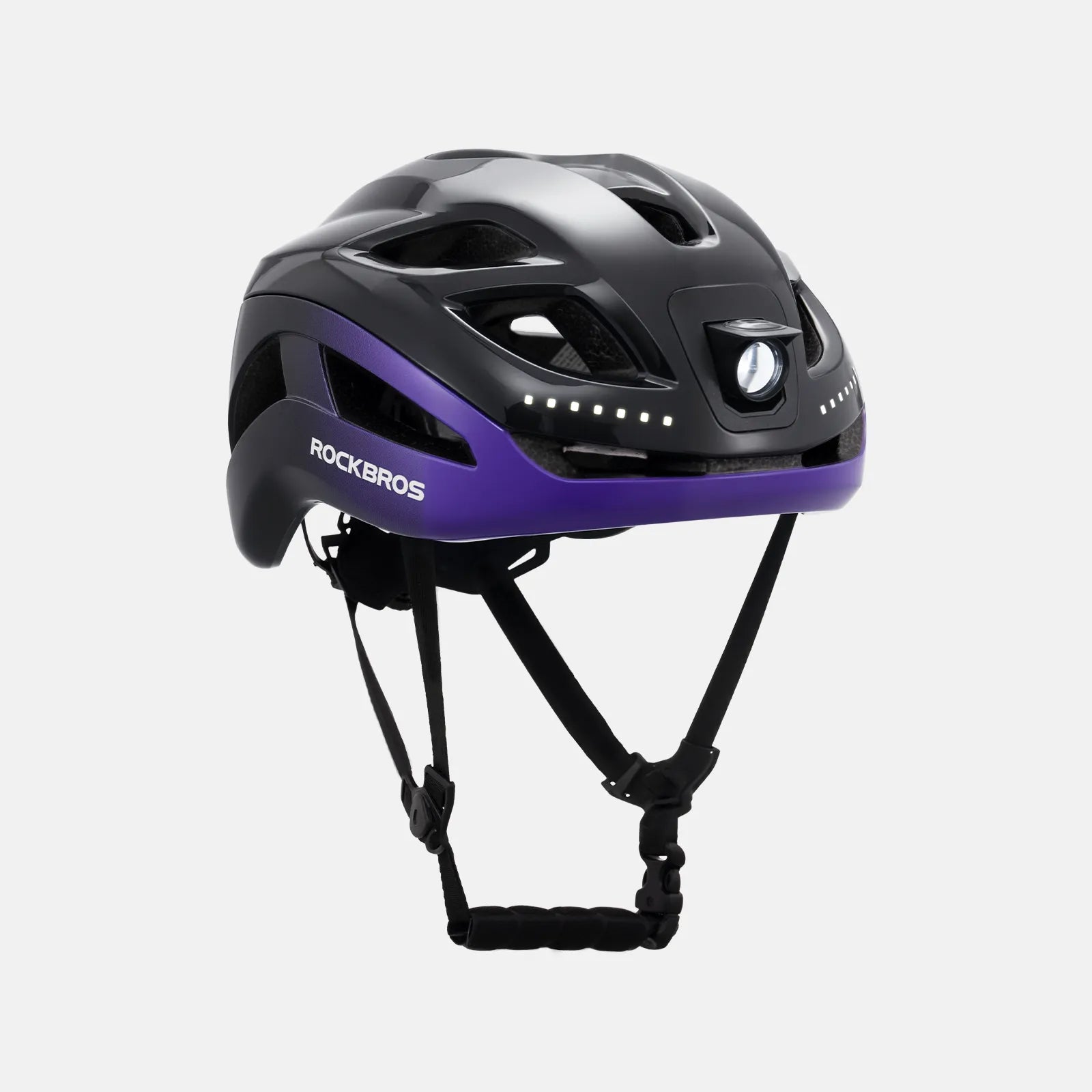 ROCKBROS bike helmet with LED front and rear lights for night cycling safety
#Color_Black Purple