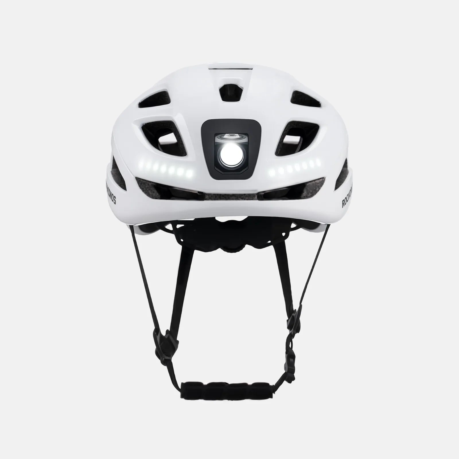ROCKBROS bike helmet with LED front and rear lights for night cycling safety
#Color_White