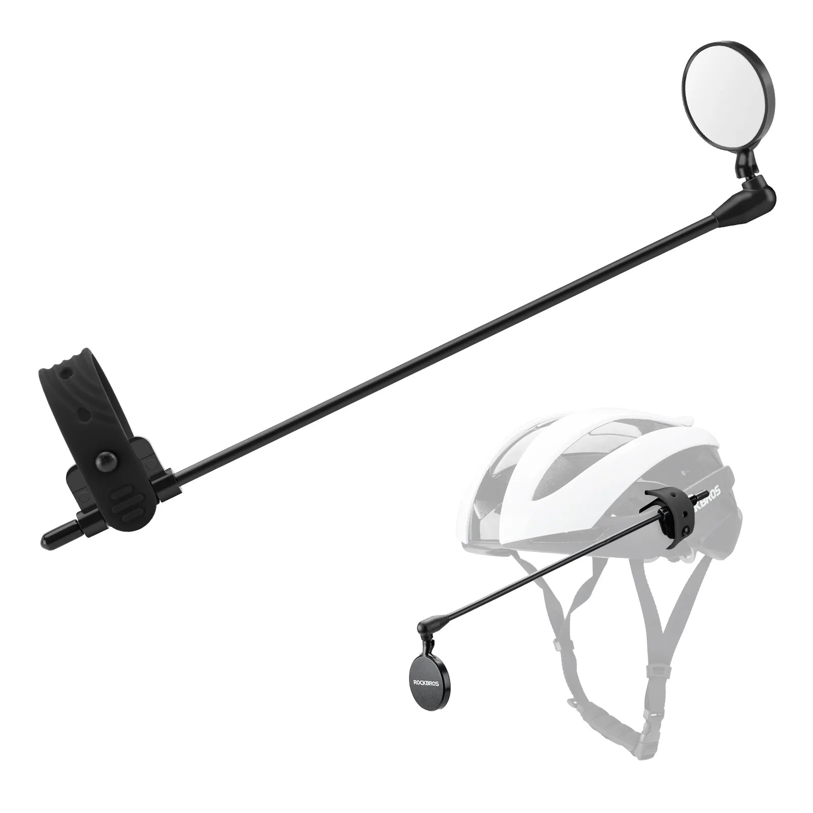 ROCKBROS adjustable bike helmet rear view mirror with wide angle convex lens
#Color_Black