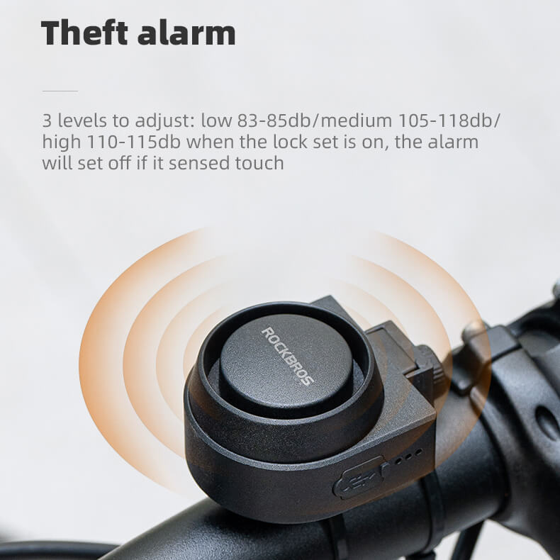 ROCKBROS wireless bike horn with anti-theft alarm for secure cycling