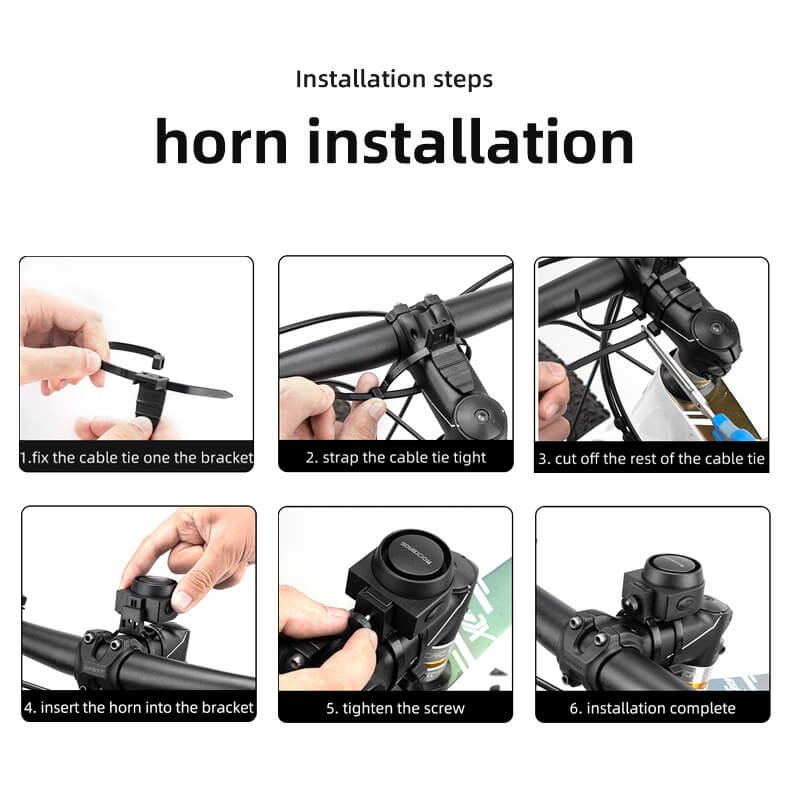 ROCKBROS wireless bike horn with anti-theft alarm for secure cycling