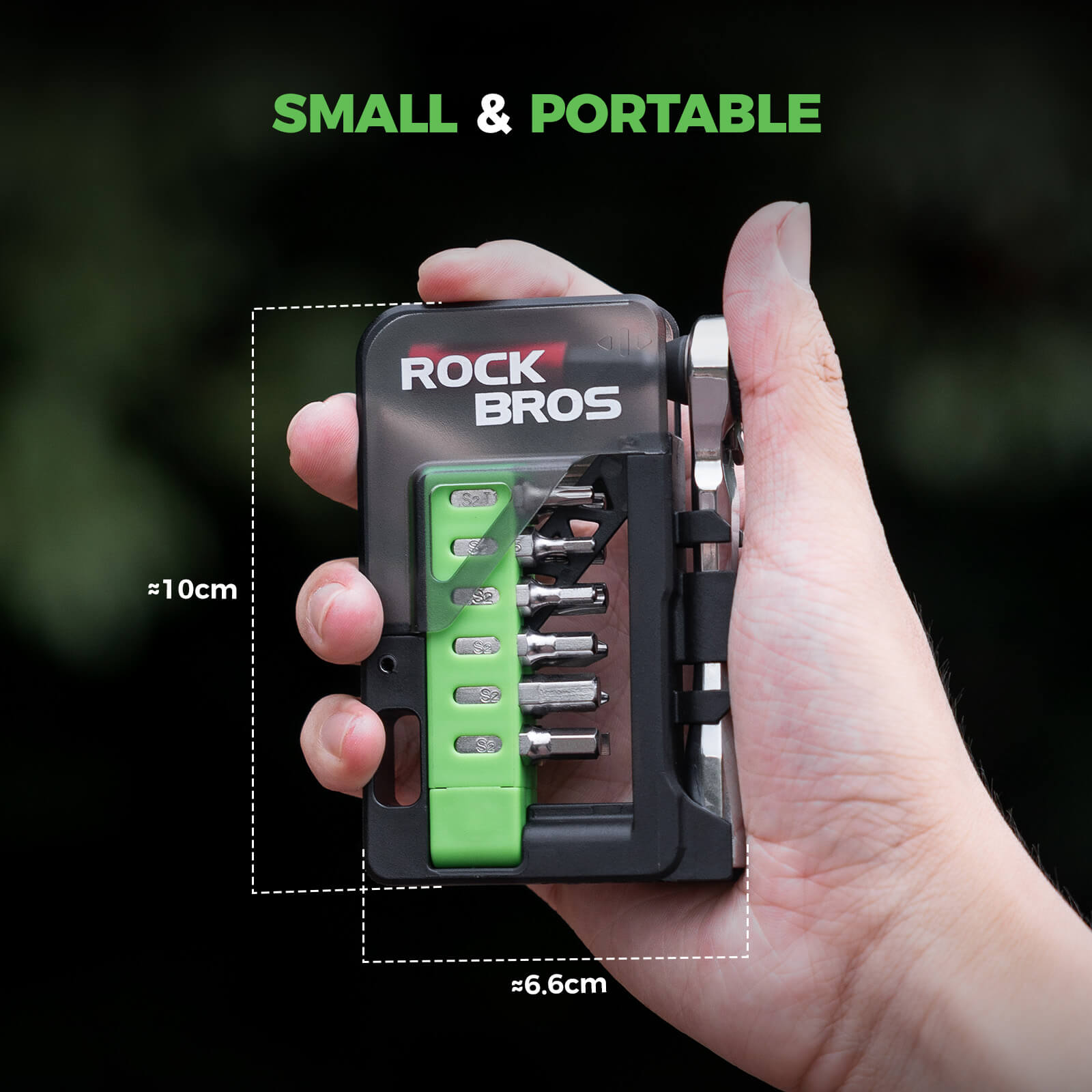 ROCKBROS bike mini ratchet tool set with aluminum handle and magnetic bit holder