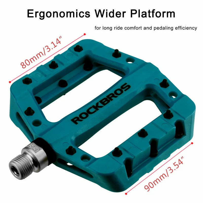 ROCKBROS 9/16" nylon bike pedals with high-speed bearings for smooth cycling performance
#Color_Blue