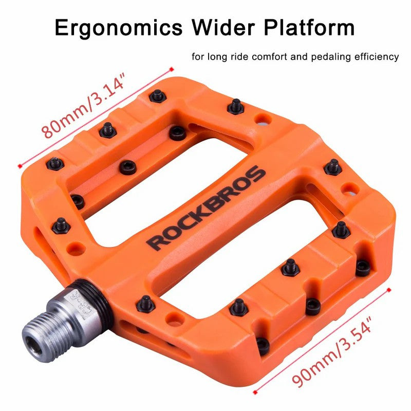 ROCKBROS 9/16" nylon bike pedals with high-speed bearings for smooth cycling performance
#Color_Orange