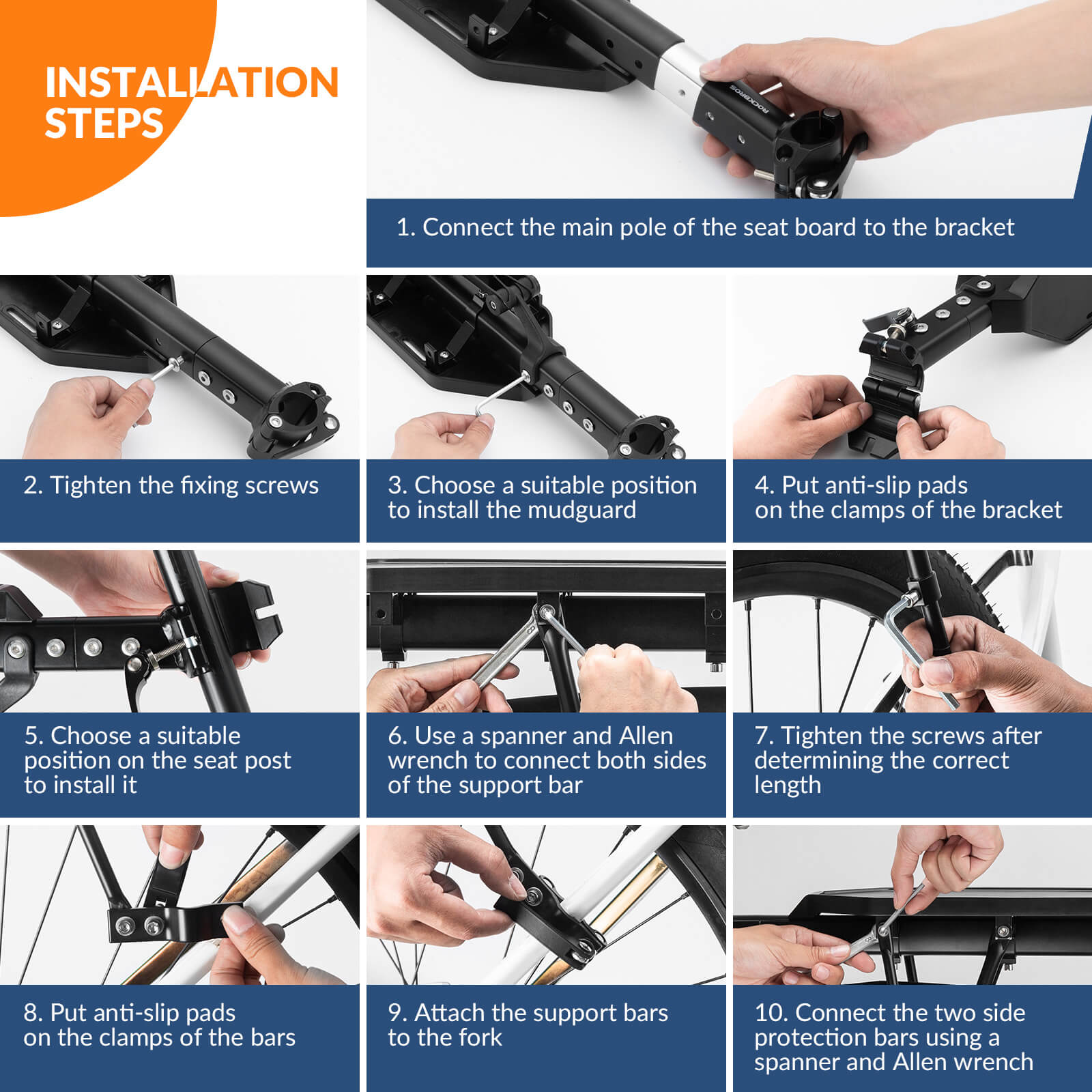 ROCKBROS bike rear rack showing tool-free quick release installation