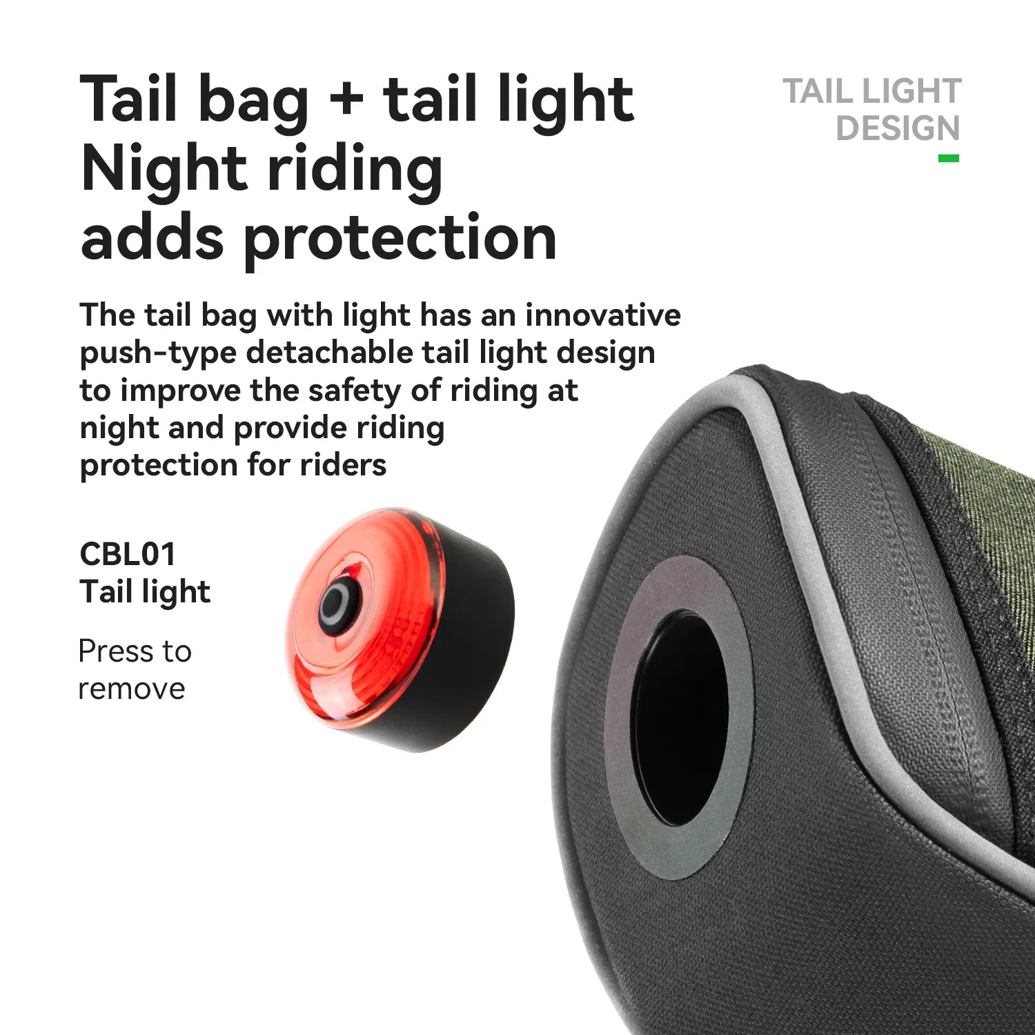 ROCKBROS bike saddle bag with removable smart tail light for commuting and night riding