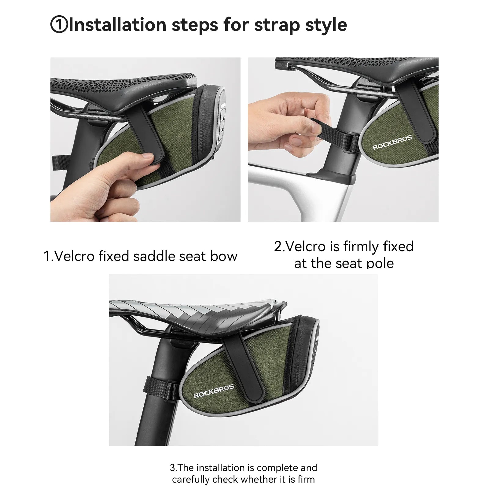 ROCKBROS bike saddle bag with removable smart tail light for commuting and night riding
