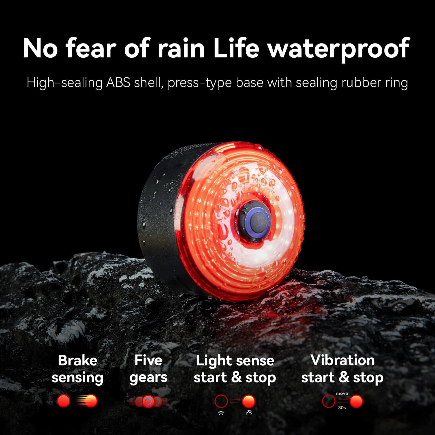 ROCKBROS bike saddle bag with detachable tail light 0.45L waterproof cycling seat bag