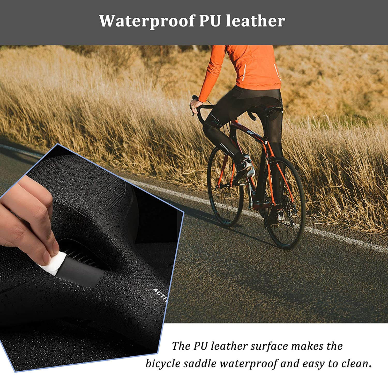 ROCKBROS bike saddle with shock-absorbing system for maximum comfort on rough terrain.