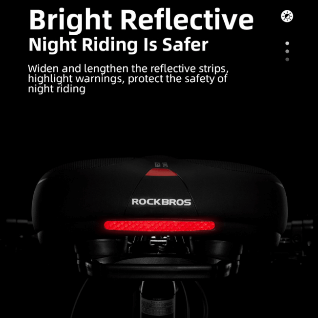 ROCKBROS bike saddle with shock-absorbing system for maximum comfort on rough terrain.