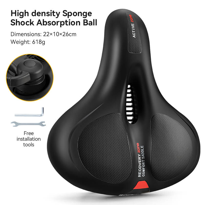 ROCKBROS bike saddle with shock-absorbing system for maximum comfort on rough terrain.
#Color_Red