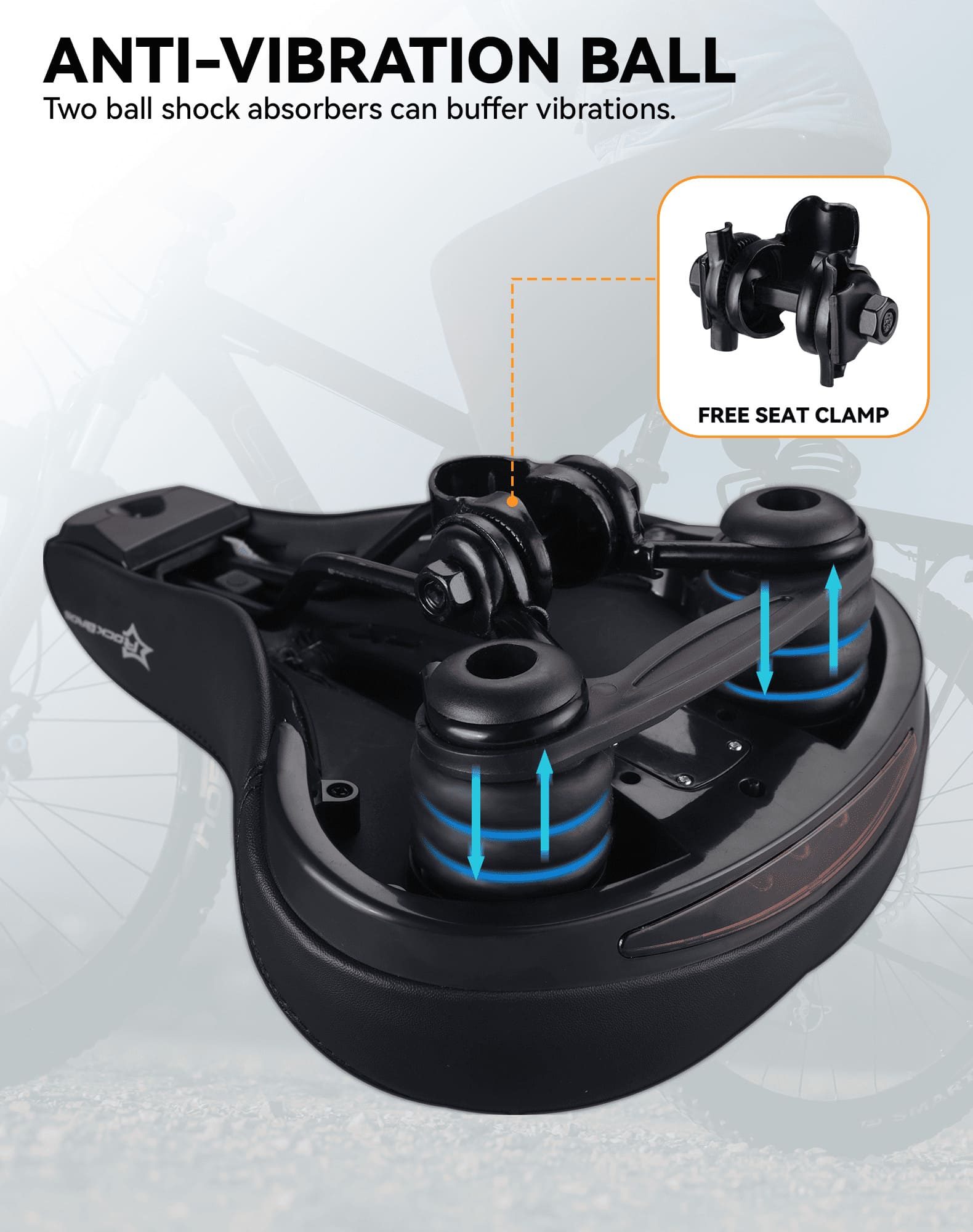 Bike Saddle:Rockbros Built-In Rear Warning Light Bike Saddle for Night Riding