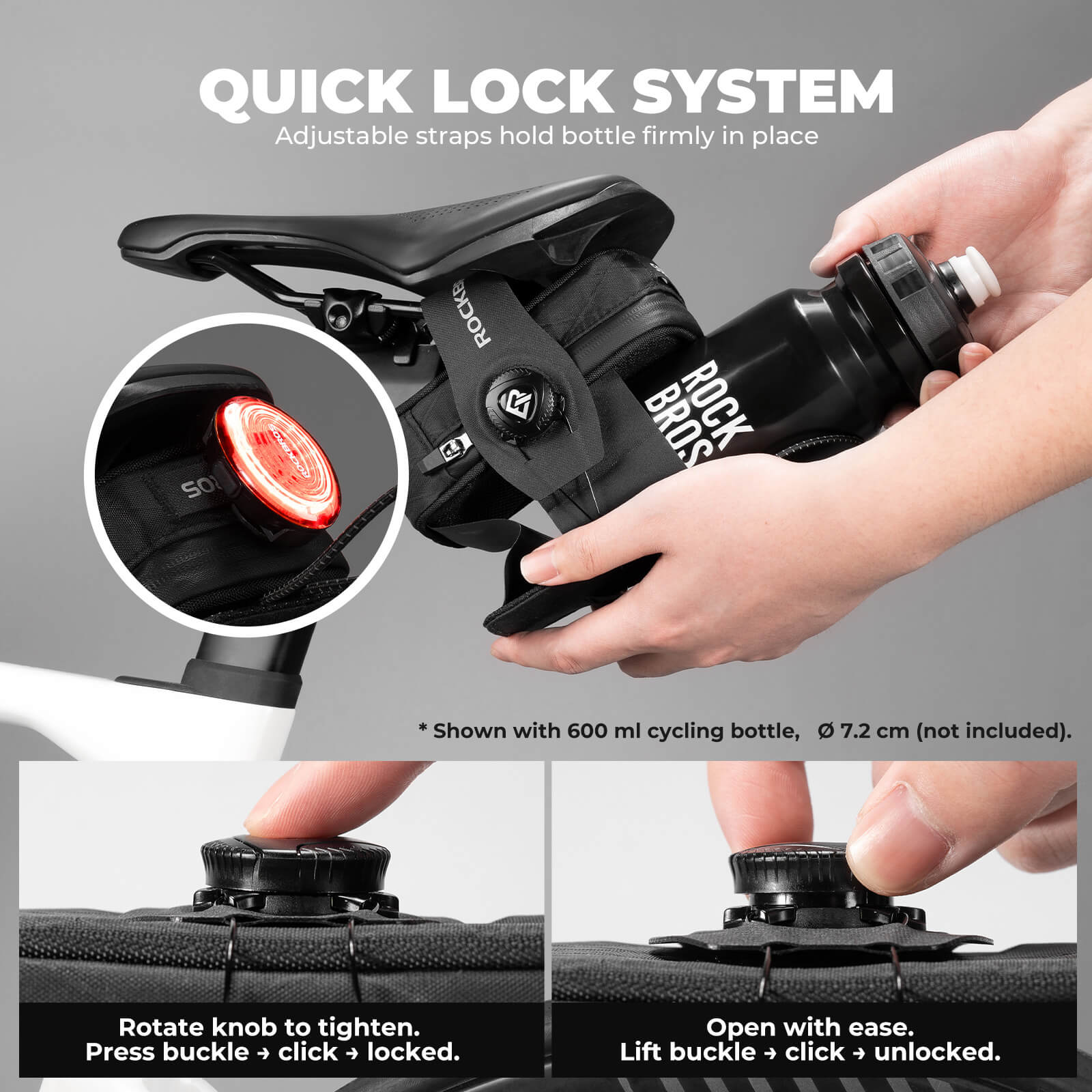 ROCKBROS 0.8L Bike Saddle Bag with Integrated Water Bottle Holder
