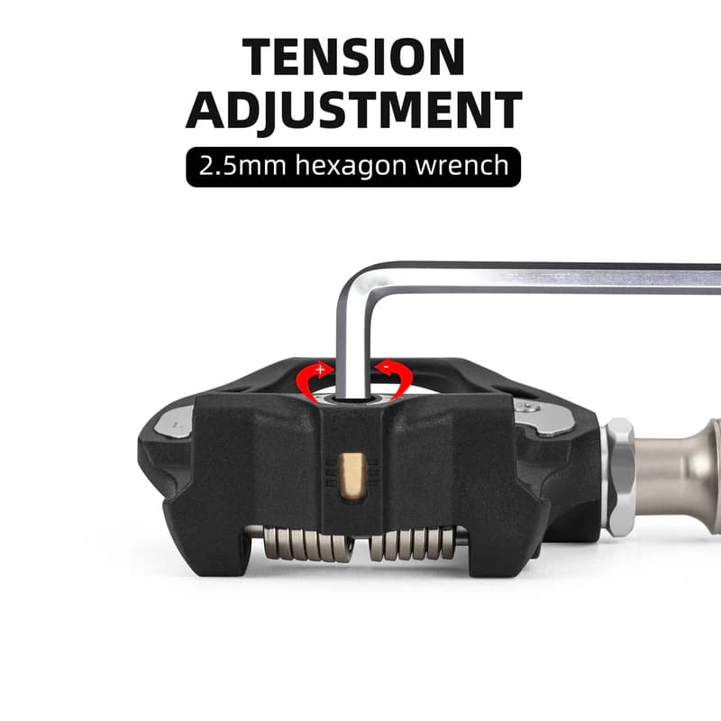 ROCKBROS Road Bike Clipless Pedals Tension Adjustment with 2.5mm Hex Wrench