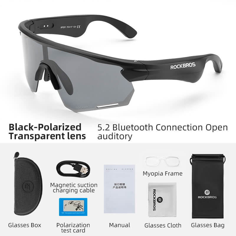 ROCKBROS Bluetooth Cycling Sunglasses – Polarized Smart Glasses with Hands-Free Calls
#color_gray