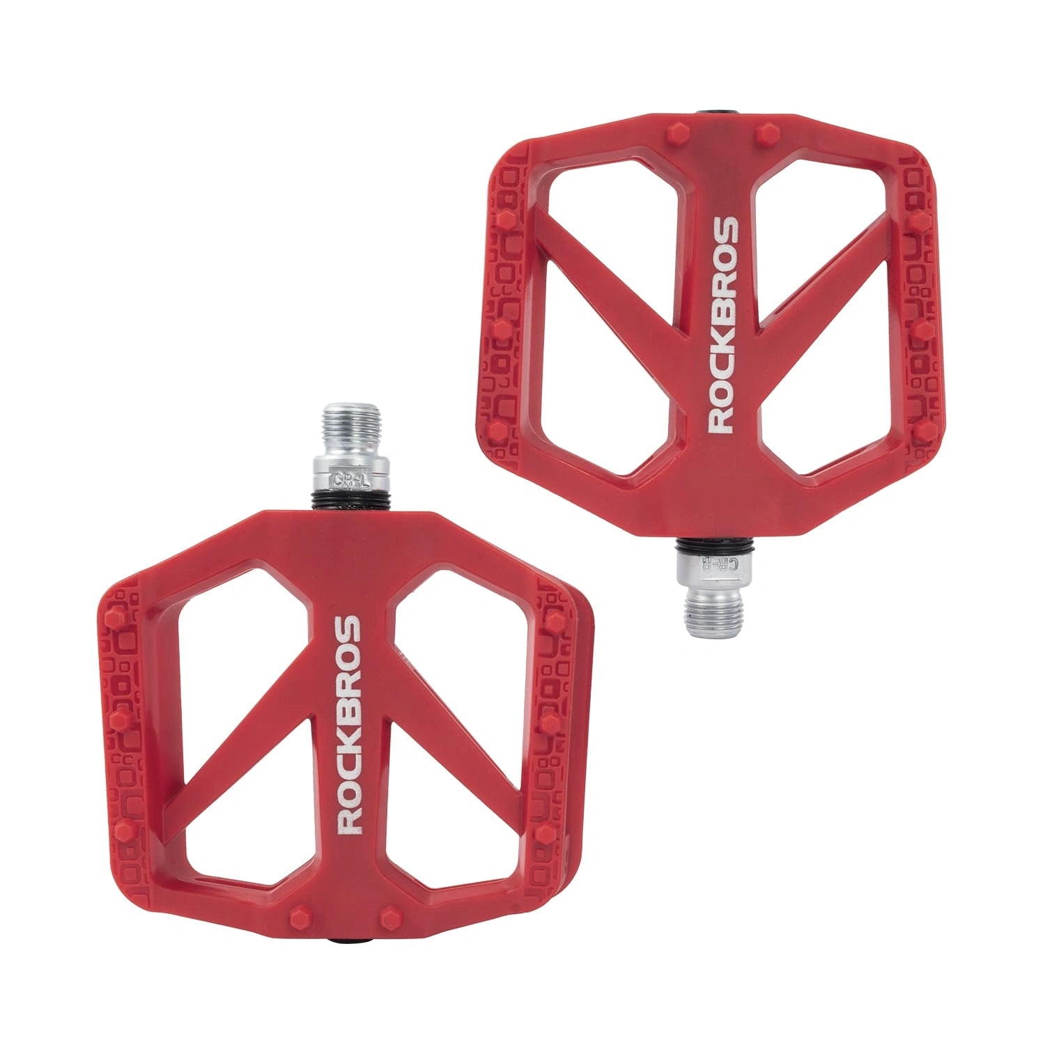 rockbros wide platform nylon bike pedals anti-slip sealed bearing durable for road mtb and commuting
#Color_Red