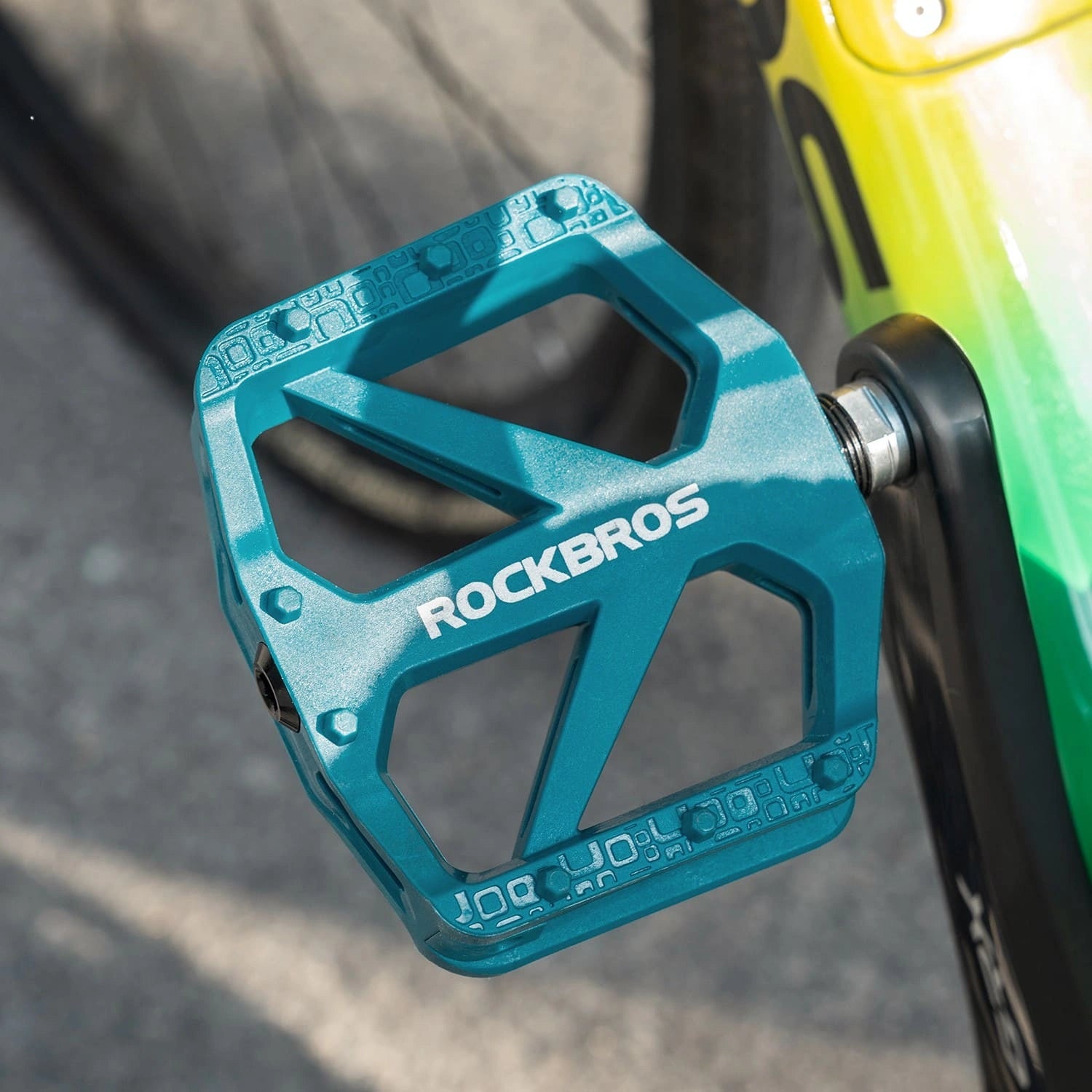 rockbros wide platform nylon bike pedals anti-slip sealed bearing durable for road mtb and commuting