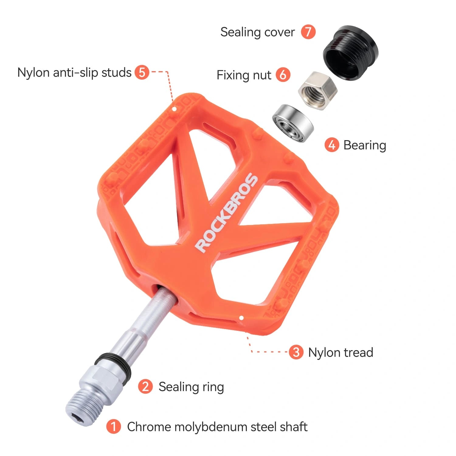 rockbros wide platform nylon bike pedals anti-slip sealed bearing durable for road mtb and commuting