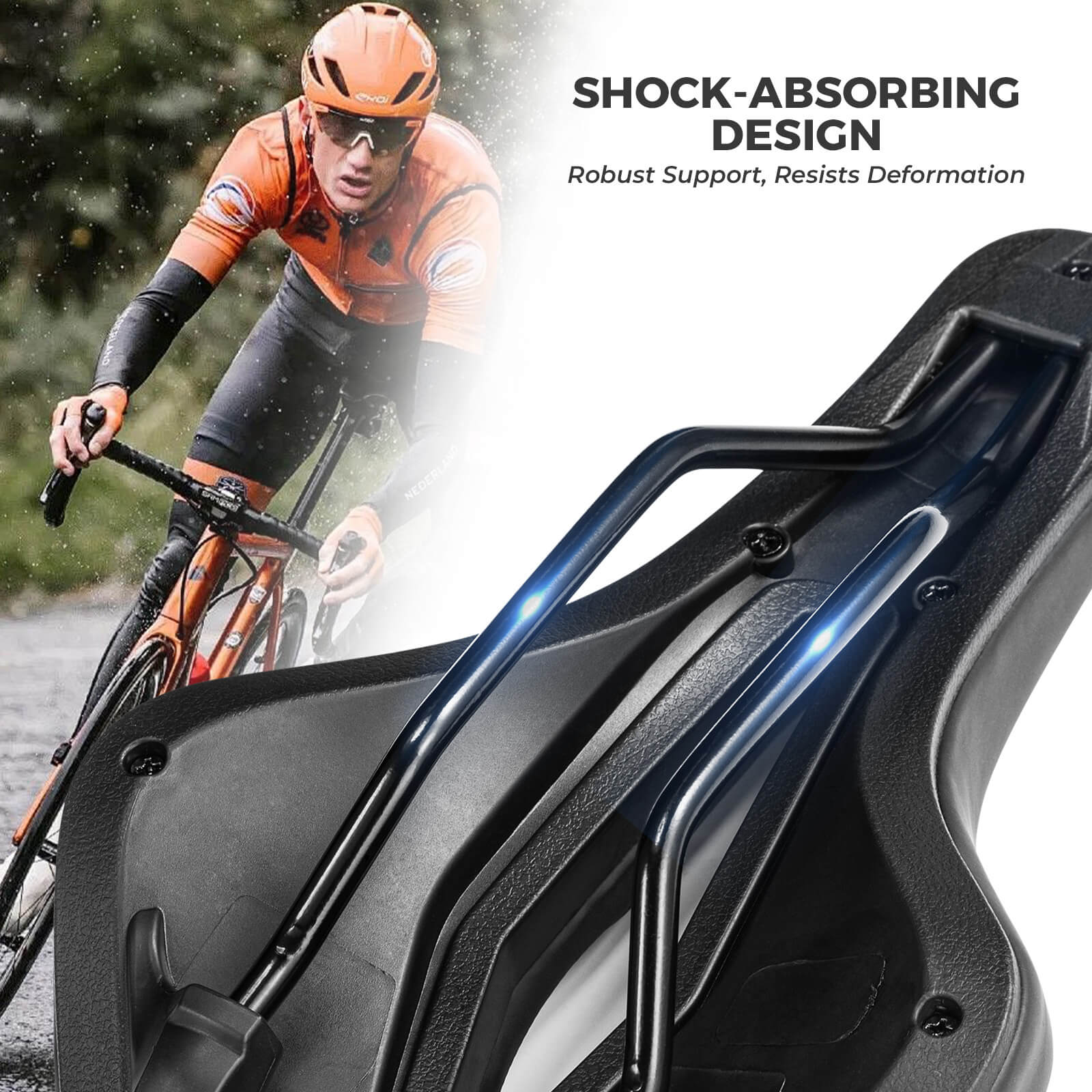 ROCKBROS breathable ergonomic bike seat with hollow center for pressure relief and airflow