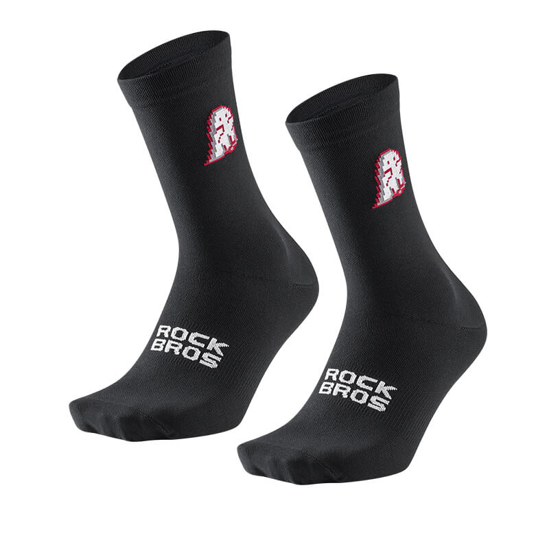 ROCKBROS breathable moisture-wicking mid-crew athletic socks for cycling and sports
#Color_Ghost Black