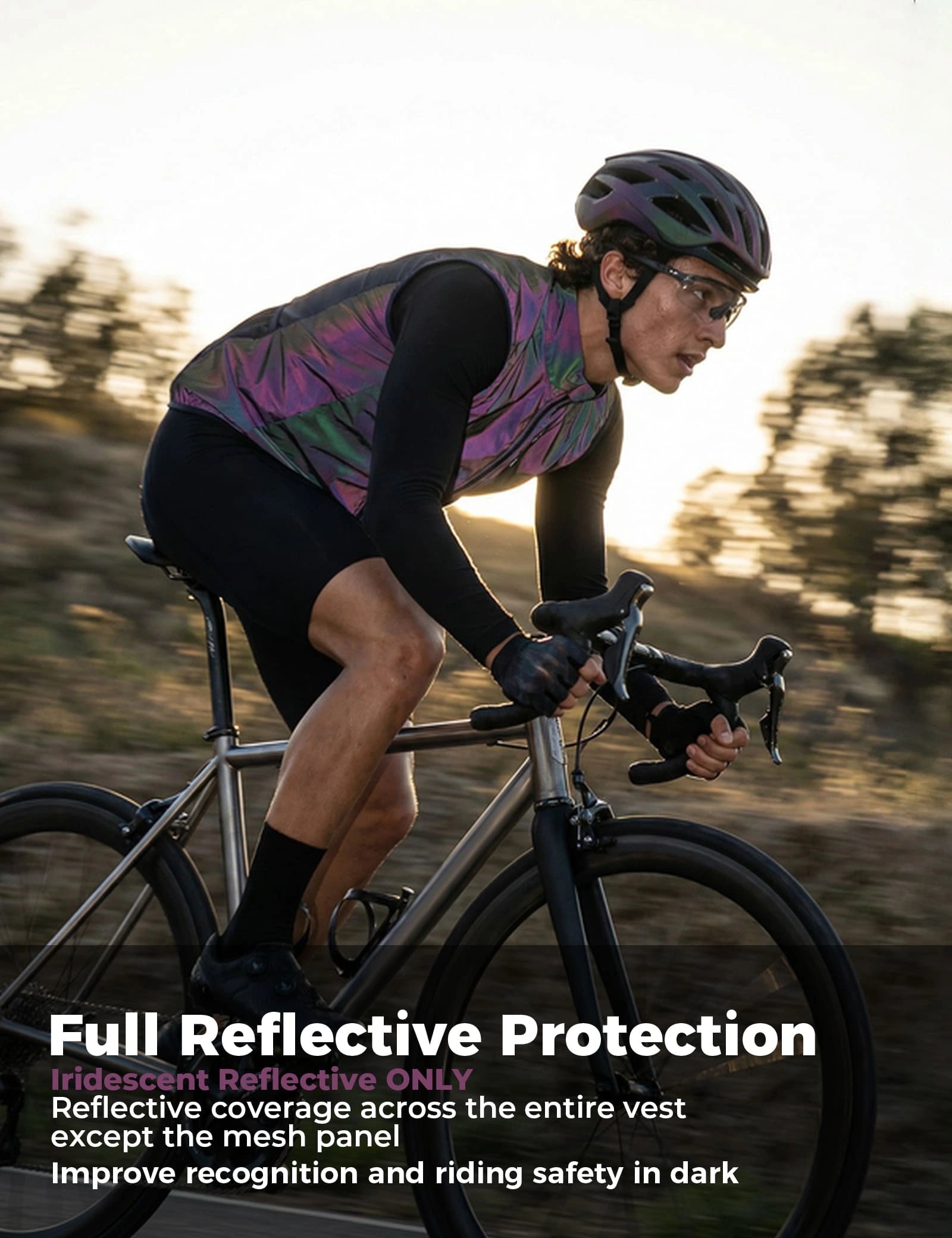 ROCKBROS windproof cycling vest with breathable mesh and packable design for outdoor sports