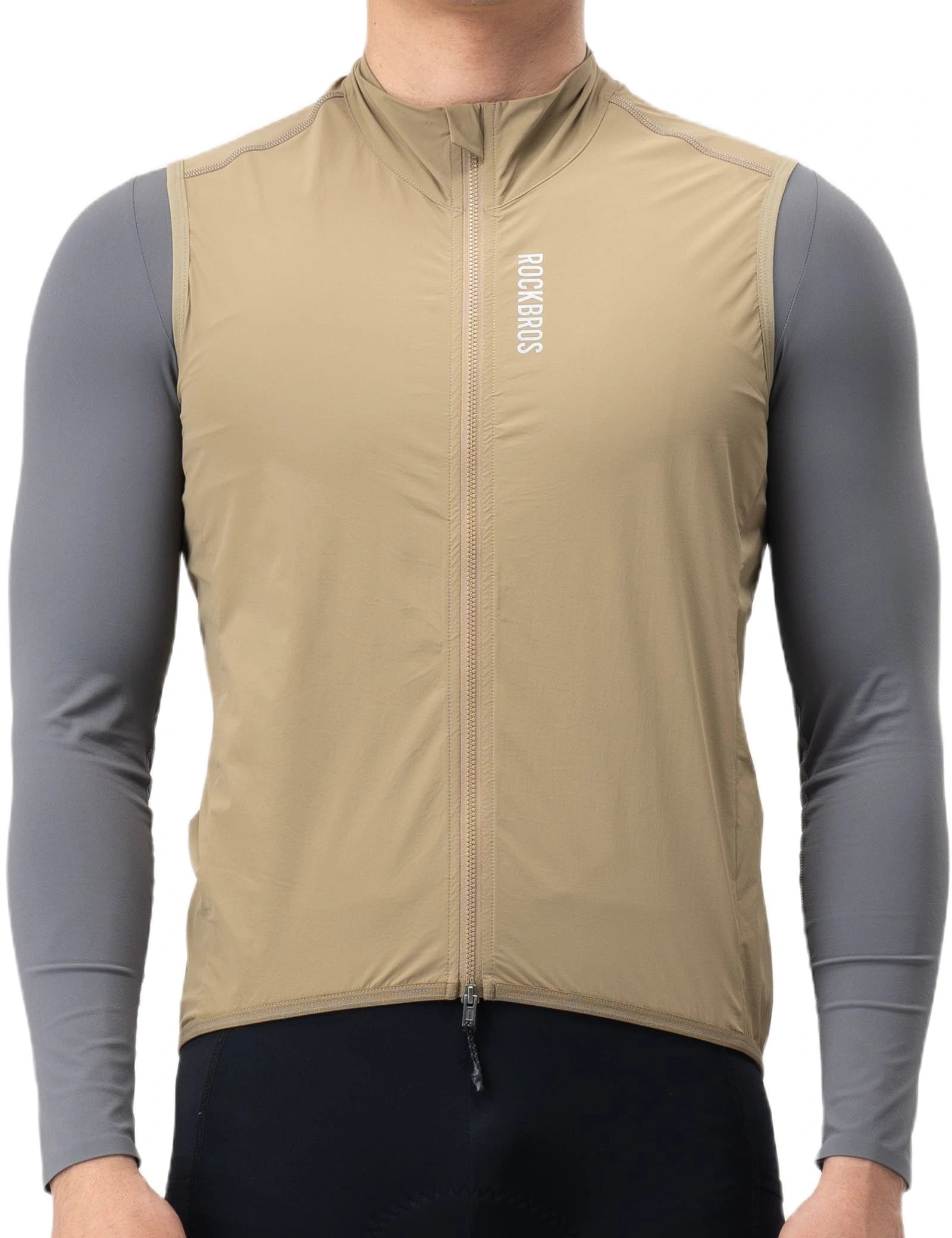 ROCKBROS windproof cycling vest with breathable mesh and packable design for outdoor sports