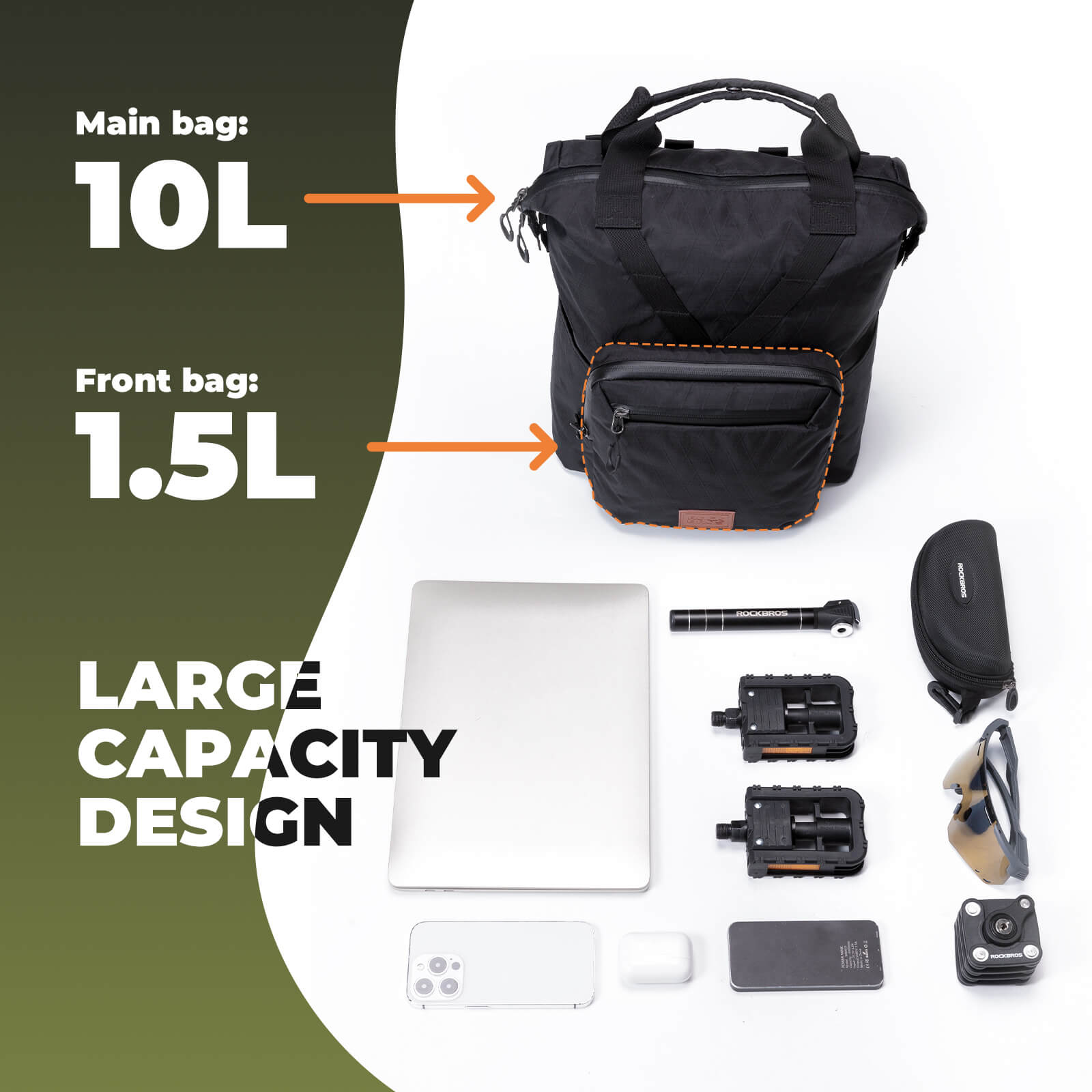 ROCKBROS Brompton Folding Bike Handlebar Bag Backpack