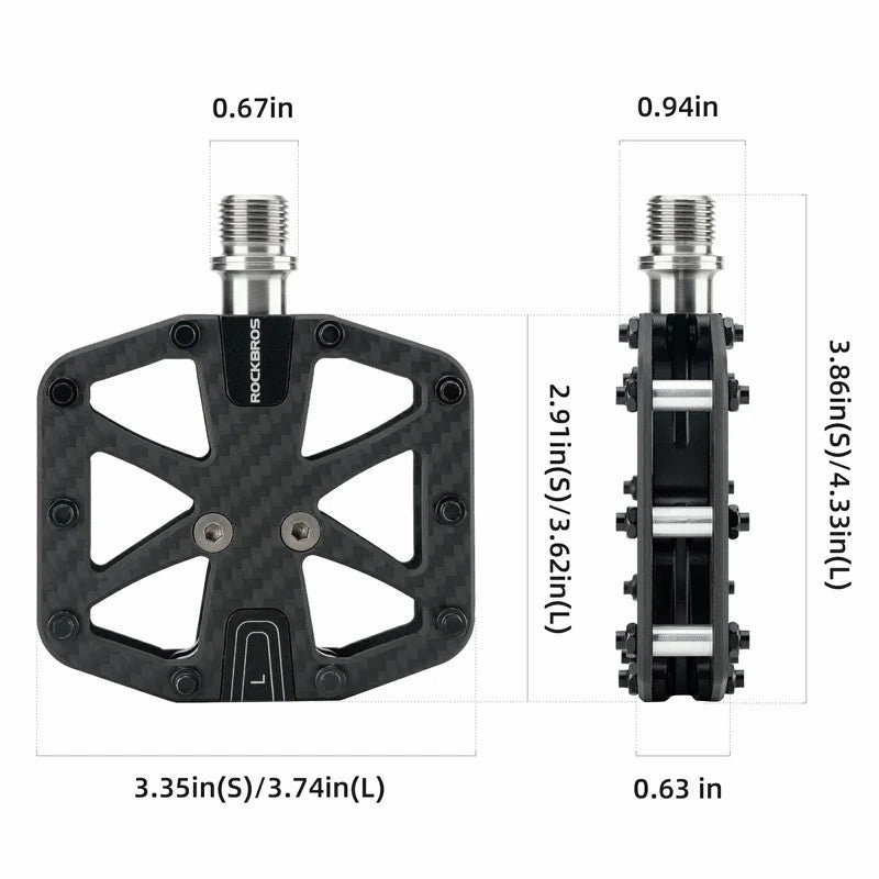 ROCKBROS carbon fiber lightweight bicycle pedals for road and mountain bikes