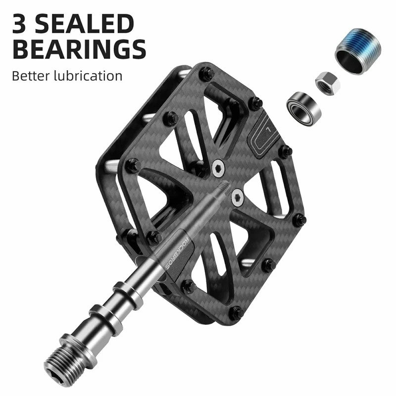 ROCKBROS carbon fiber lightweight bicycle pedals for road and mountain bikes
