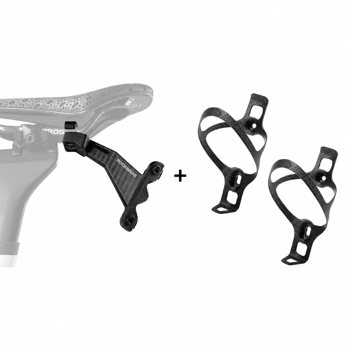 ROCKBROS carbon fiber rear saddle dual bottle cage hydration system for road cycling and triathlon