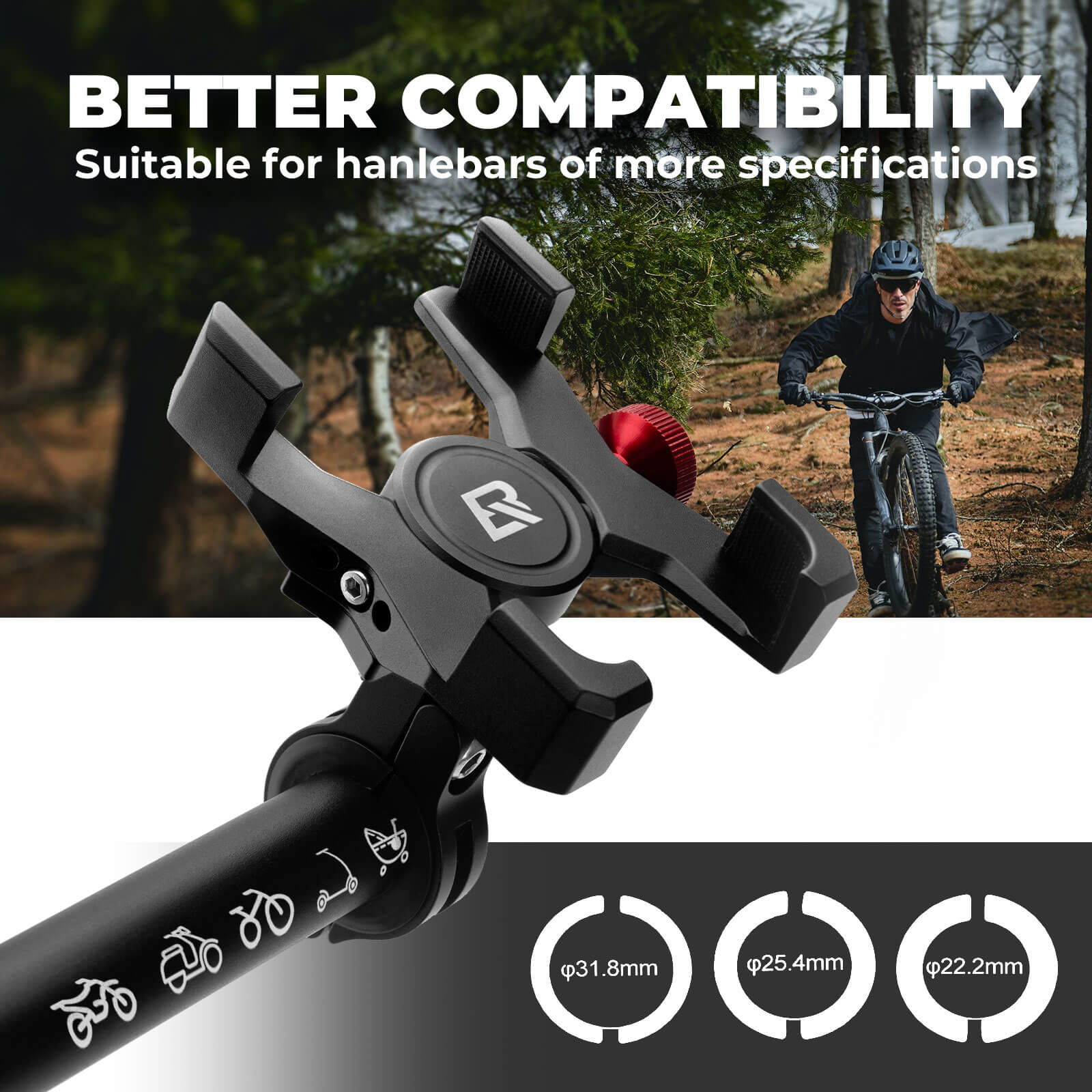 ROCKBROS aluminum clamp bike phone holder for handlebar, secure adjustable mount for cycling
#Style_Clamp Mount