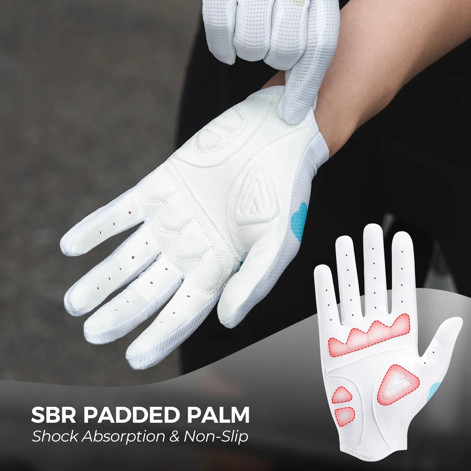 rockbros colorful lightweight full finger cycling gloves breathable anti-slip touchscreen for commuting training