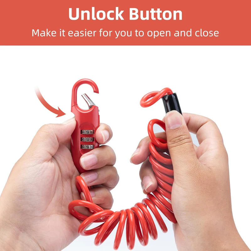 ROCKBROS combination bike cable lock anti-theft flexible steel lock for bicycles
#Color_Red