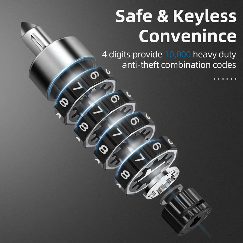 ROCKBROS combination bike chain lock with dual unlock system code and key