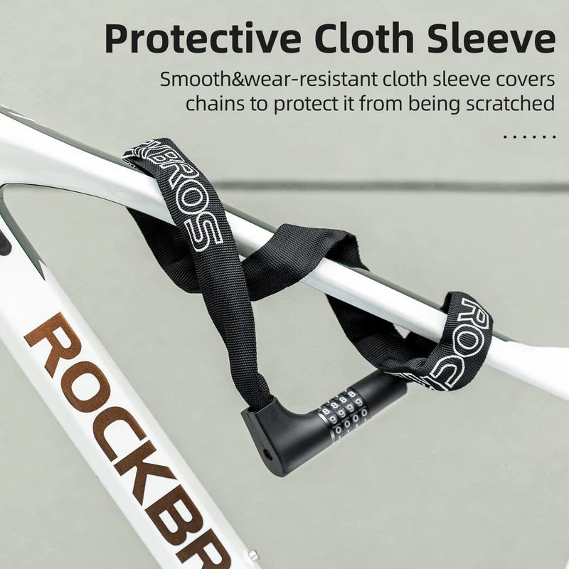 ROCKBROS combination bike chain lock with dual unlock system code and key