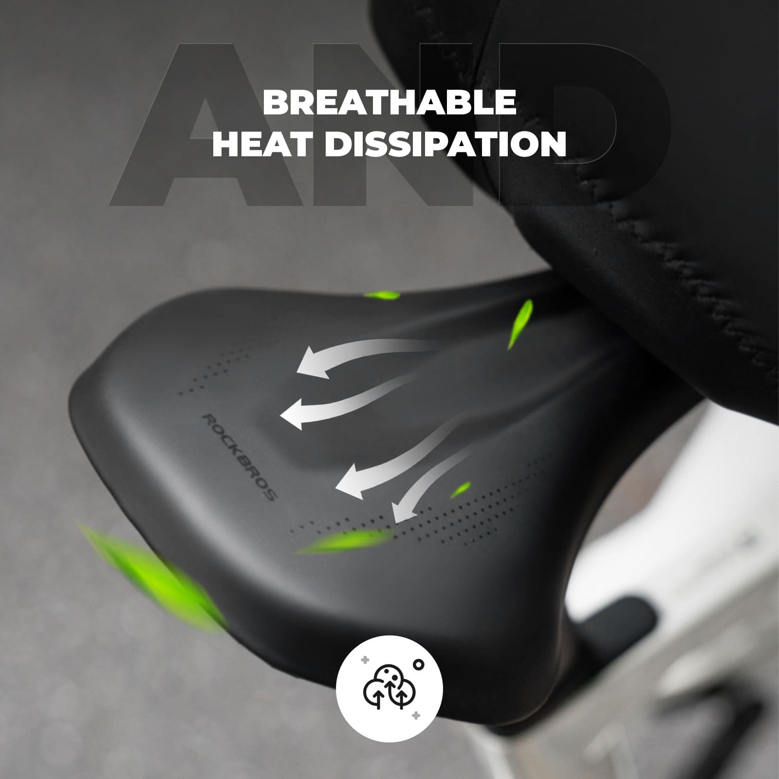 ROCKBROS black bike seat with airflow ventilation to reduce heat buildup