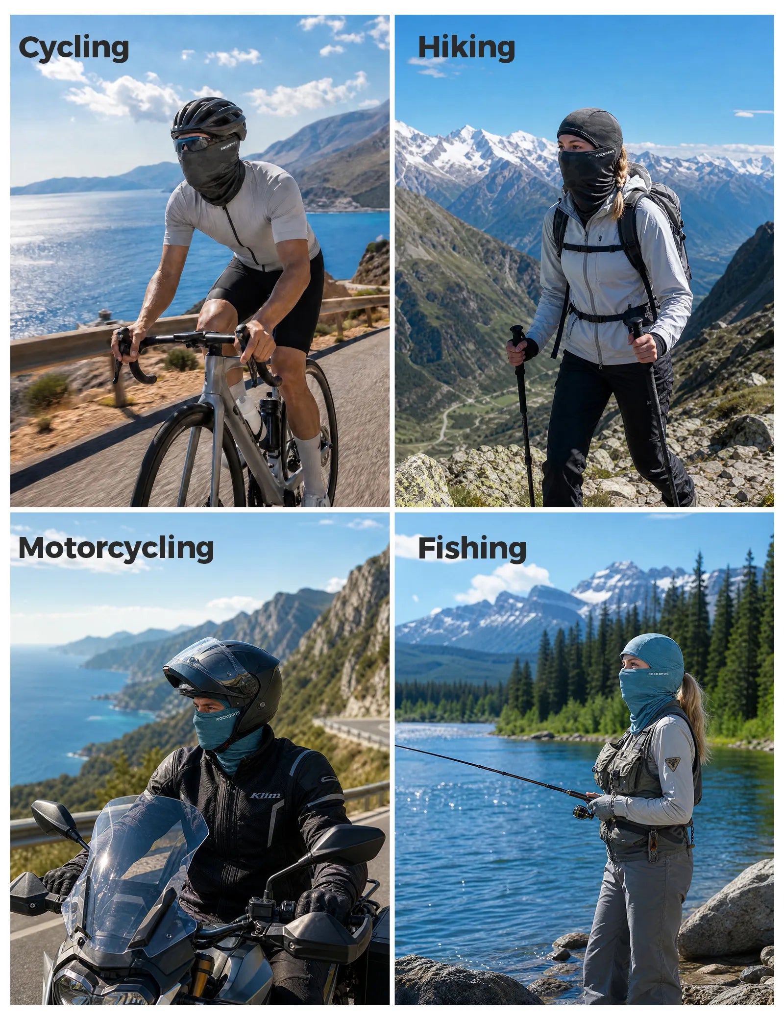 ROCKBROS cooling ice silk balaclava breathable UV protection face cover for cycling and outdoor riding