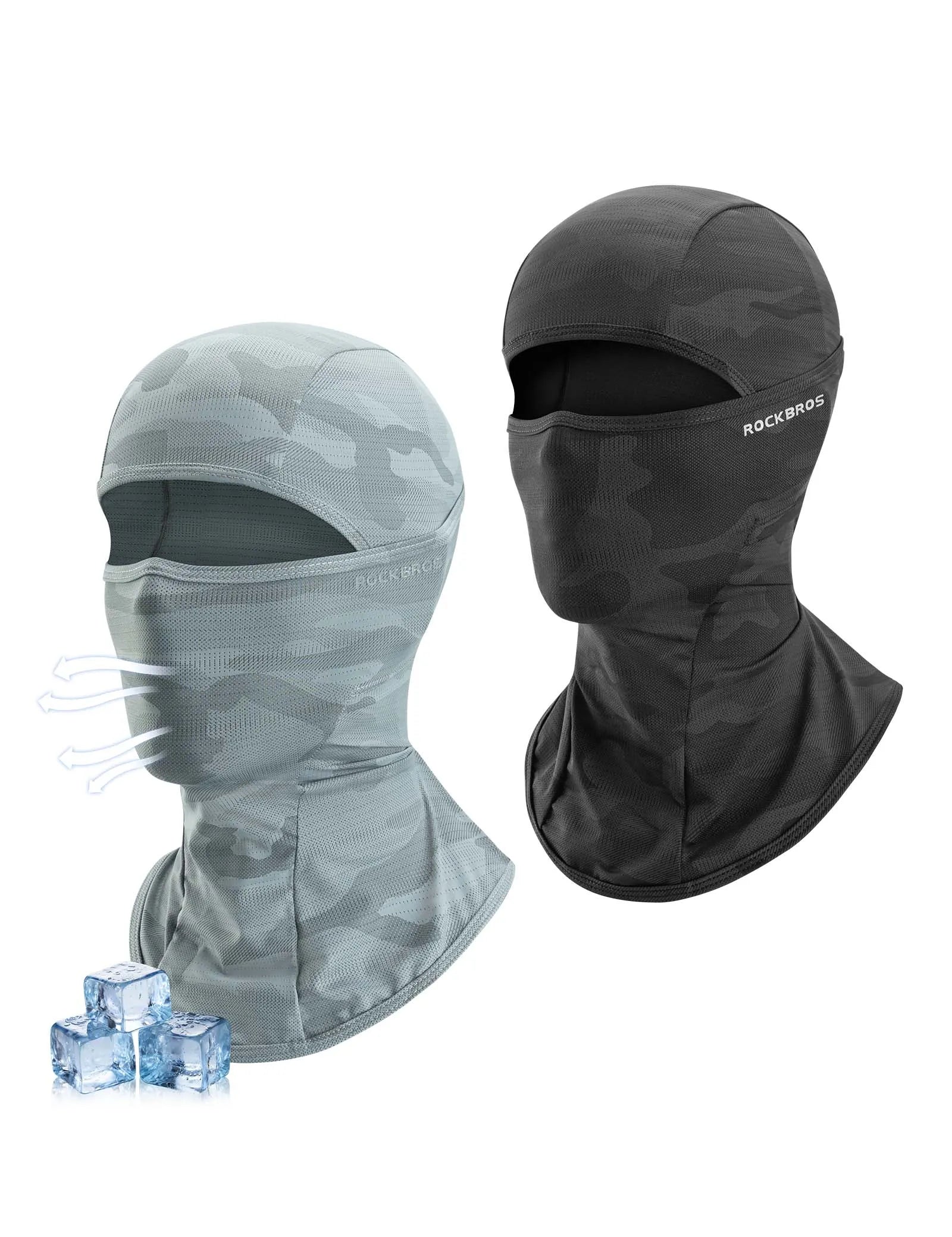 ROCKBROS cooling ice silk balaclava breathable UV protection face cover for cycling and outdoor riding
#Color_Black+Gray