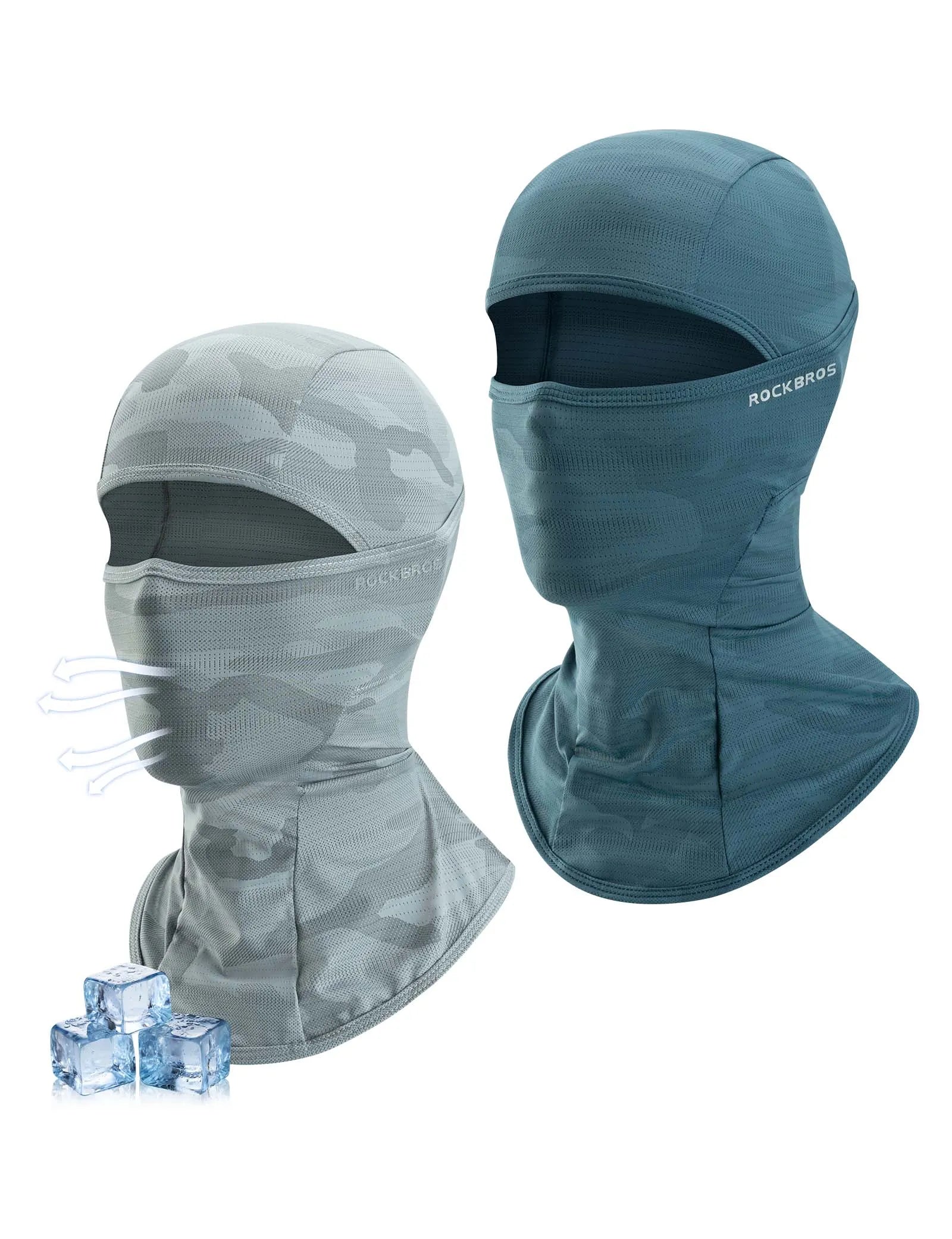 ROCKBROS cooling ice silk balaclava breathable UV protection face cover for cycling and outdoor riding
#Color_Dark Green+Gray