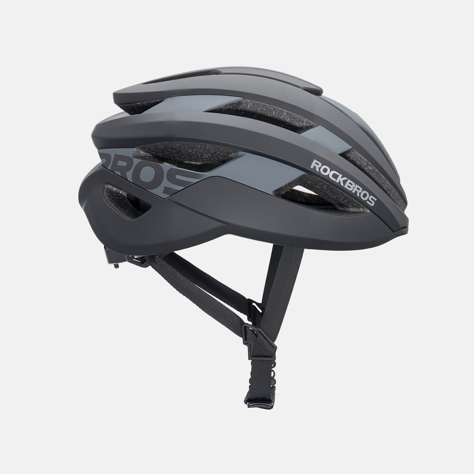 ROCKBROS cycling helmet with CPSC certification, ionic antibacterial liner, PC+EPS in-mold construction
#Color_Black