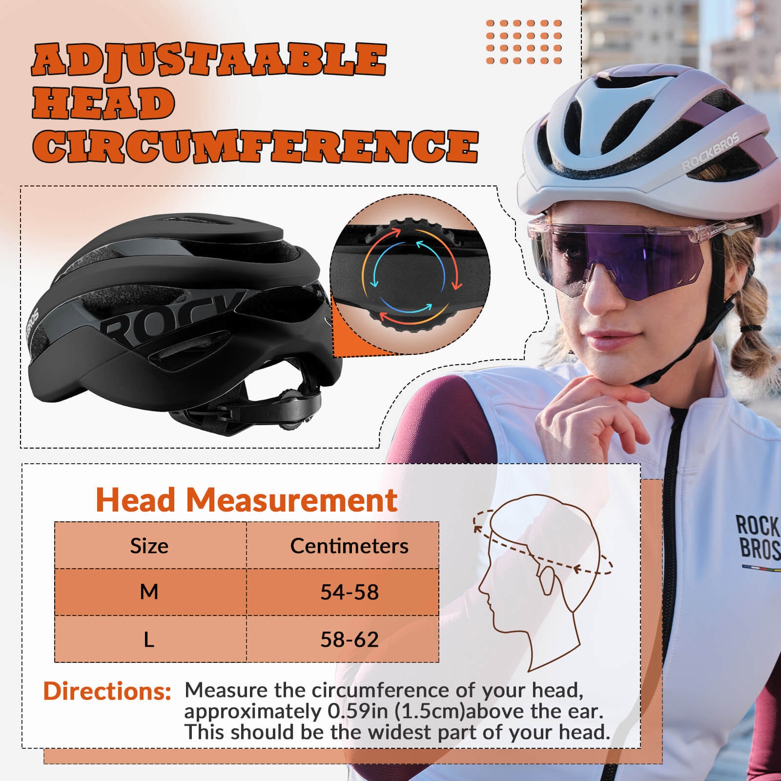 ROCKBROS cycling helmet with CPSC certification, ionic antibacterial liner, PC+EPS in-mold construction
#Color_Black