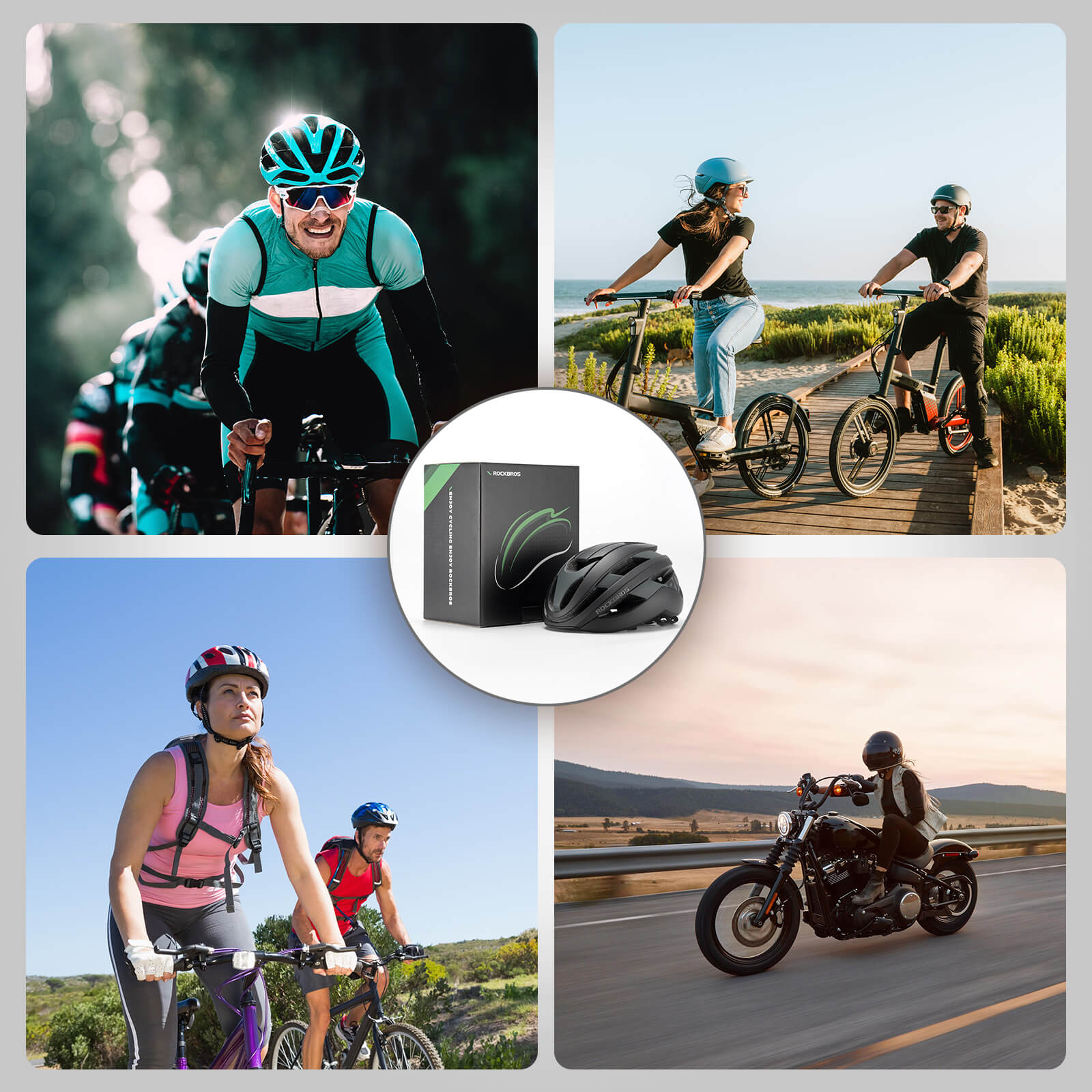 ROCKBROS cycling helmet with CPSC certification, ionic antibacterial liner, PC+EPS in-mold construction