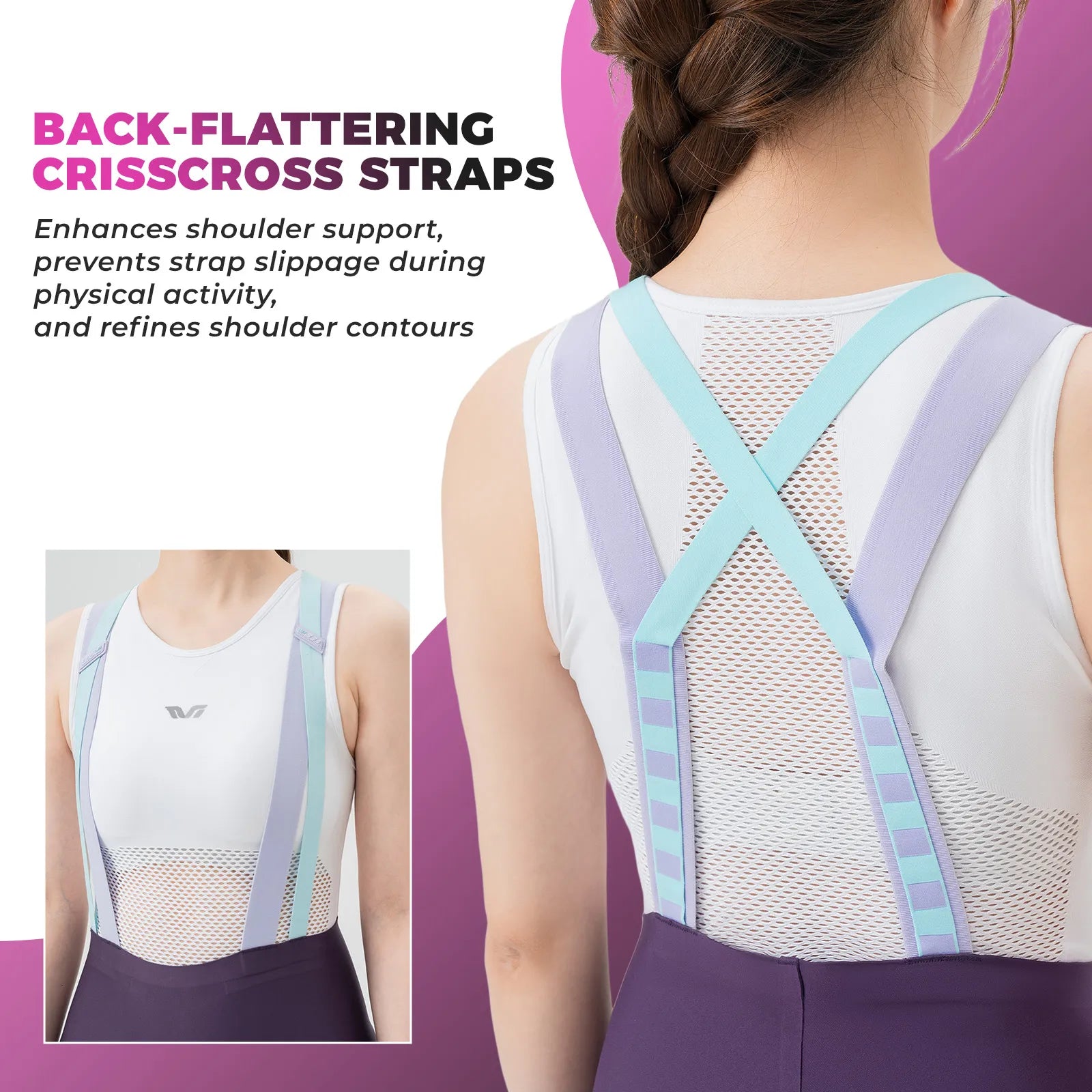 ROCKBROS TVI one-piece cycling bib shorts with ergonomic padding and seamless fit for long-distance road cycling
#Color_Purple